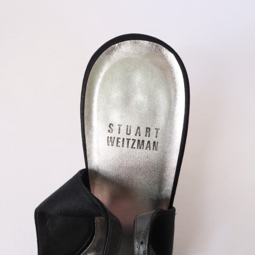 Stuart Weitzman Black Peep-Toe Slingbacks - Picture 5 of 8